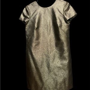 Madewell gold metallic shift cocktail dress with pockets 2